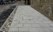 New paving outside the Monkwearmouth Museum, showing the improvements of new against old. Please note that the remaining footway will be renewed in line with the improvements to the North Bridge Street / Dame Dorothy Street junction later this year.