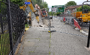 Church Street North subway walls being demolished.