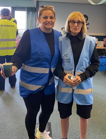 World Triathlon Championship Series volunteer Laura Kerry and Lynn Valentine at last year's event