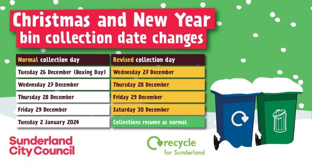 Christmas bin collections 2023